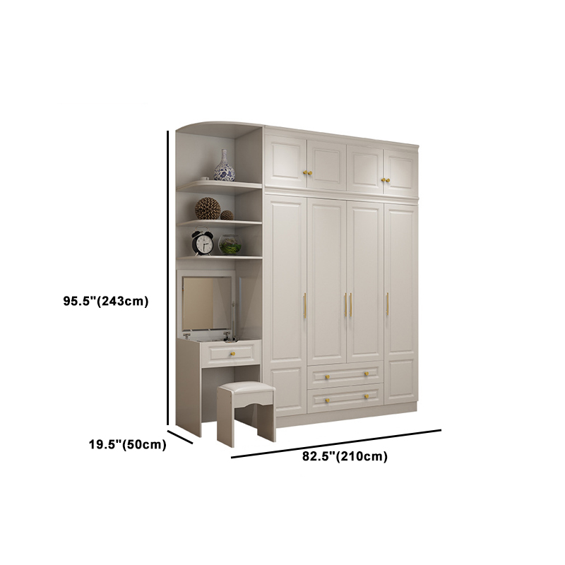 Art Deco Chalk Manufactured Wood Free Standing Interior Shelves Wardrobe with Soft Close Drawer and Hanging Rod - image 38