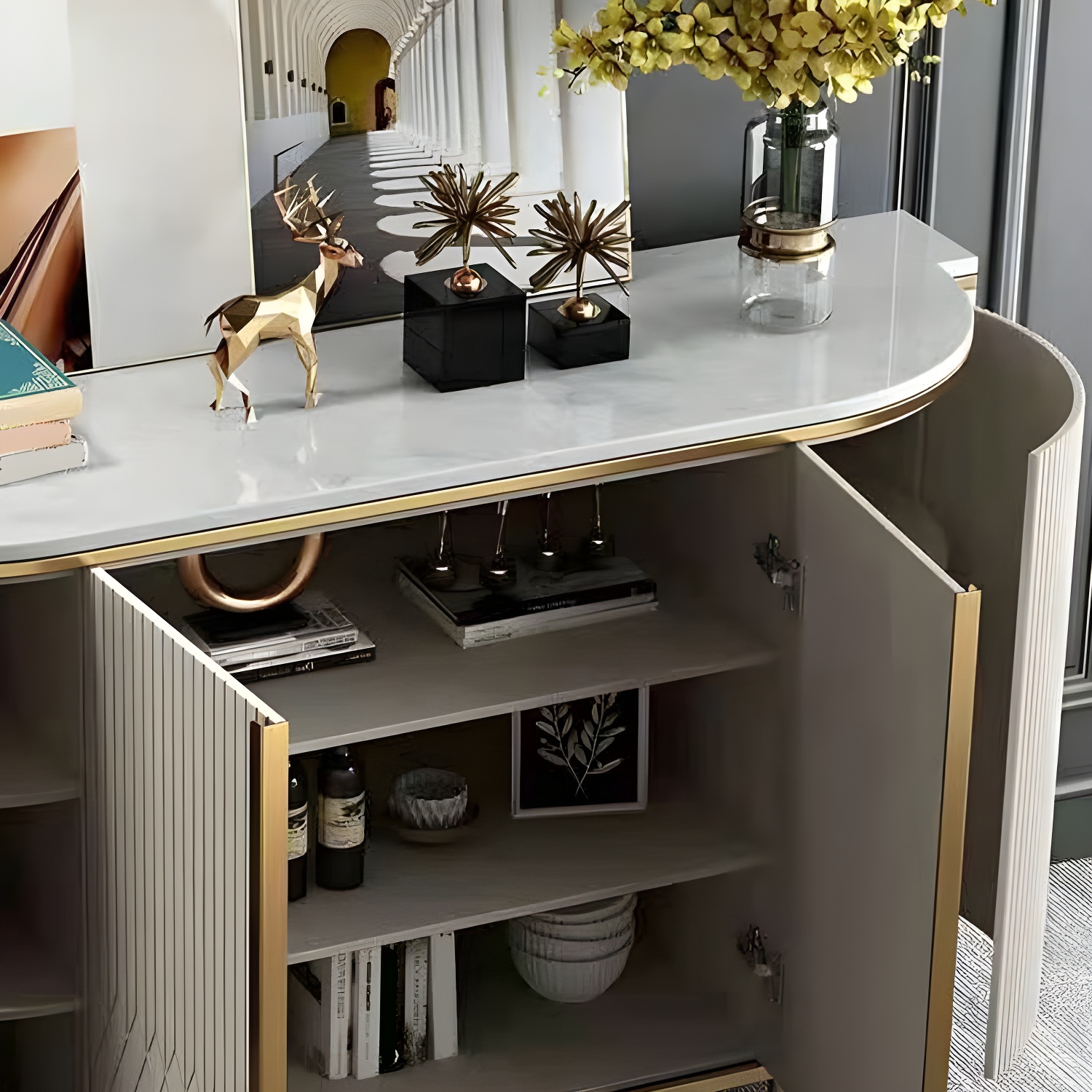 Marble Sideboard Modern & Contemporary Side Board with Cabinets - image 10