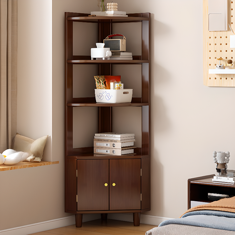 Art Deco Lumber Accent Cabinet Wood Color/Sepia Nook with Storage Cabinet, Pull Knobs and 5 Exterior Shelves/4 Exterior Shelves/3 Exterior Shelves - image 9