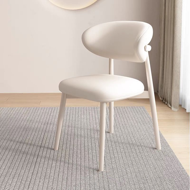 Modern Padded Armless Chair with Lumber Legs and Low Back