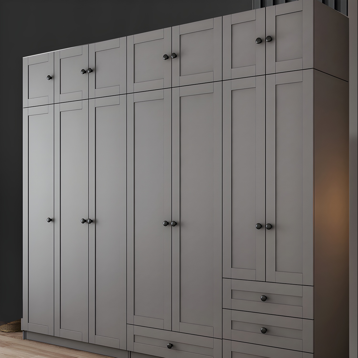 Contemporary Grey Wardrobe Armoire Engineered Wood Wardrobe Closet - image 3