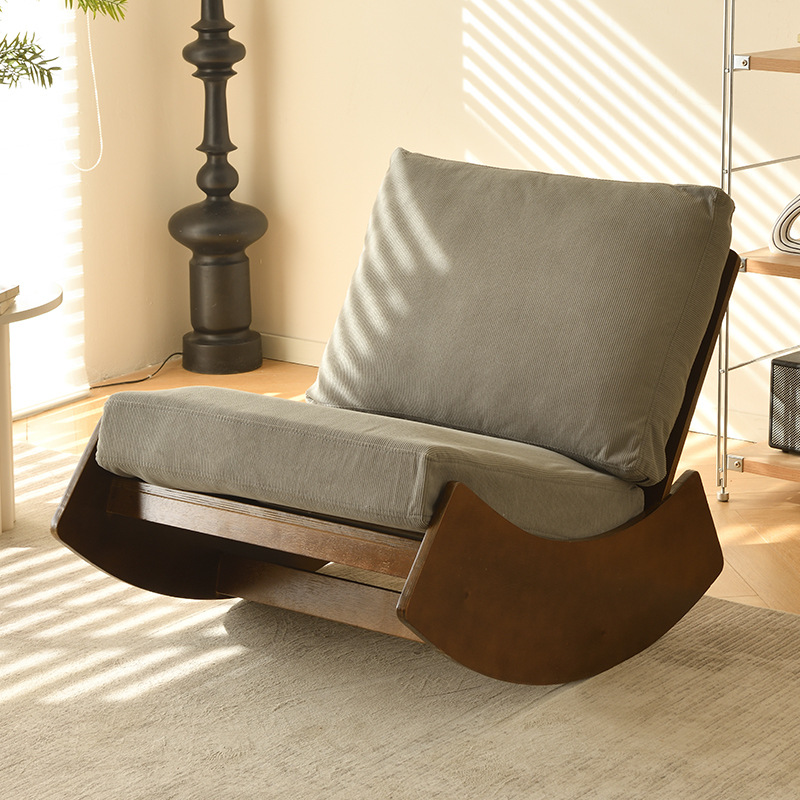 Modern Simple Style White/Lime Green/Grey Upholstered Cushioned Living Room Rocking Chair