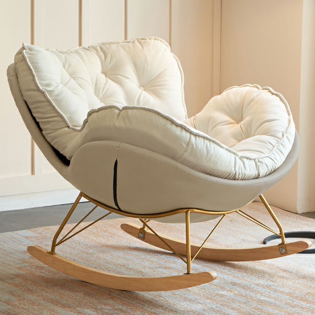 Stylish and Comfortable Modern Rocking Chair with Natural Wood Legs and Upholstered Track Arms - image 12