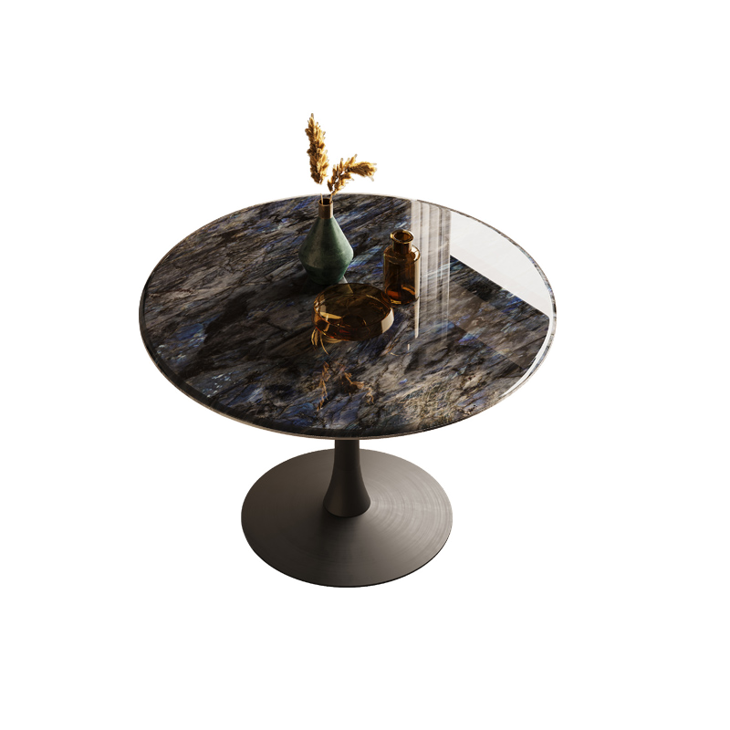 Art Deco Multi-Color Rounded Dining Table with Stone Top, Scratch-immune, Standard Height, Seats 2