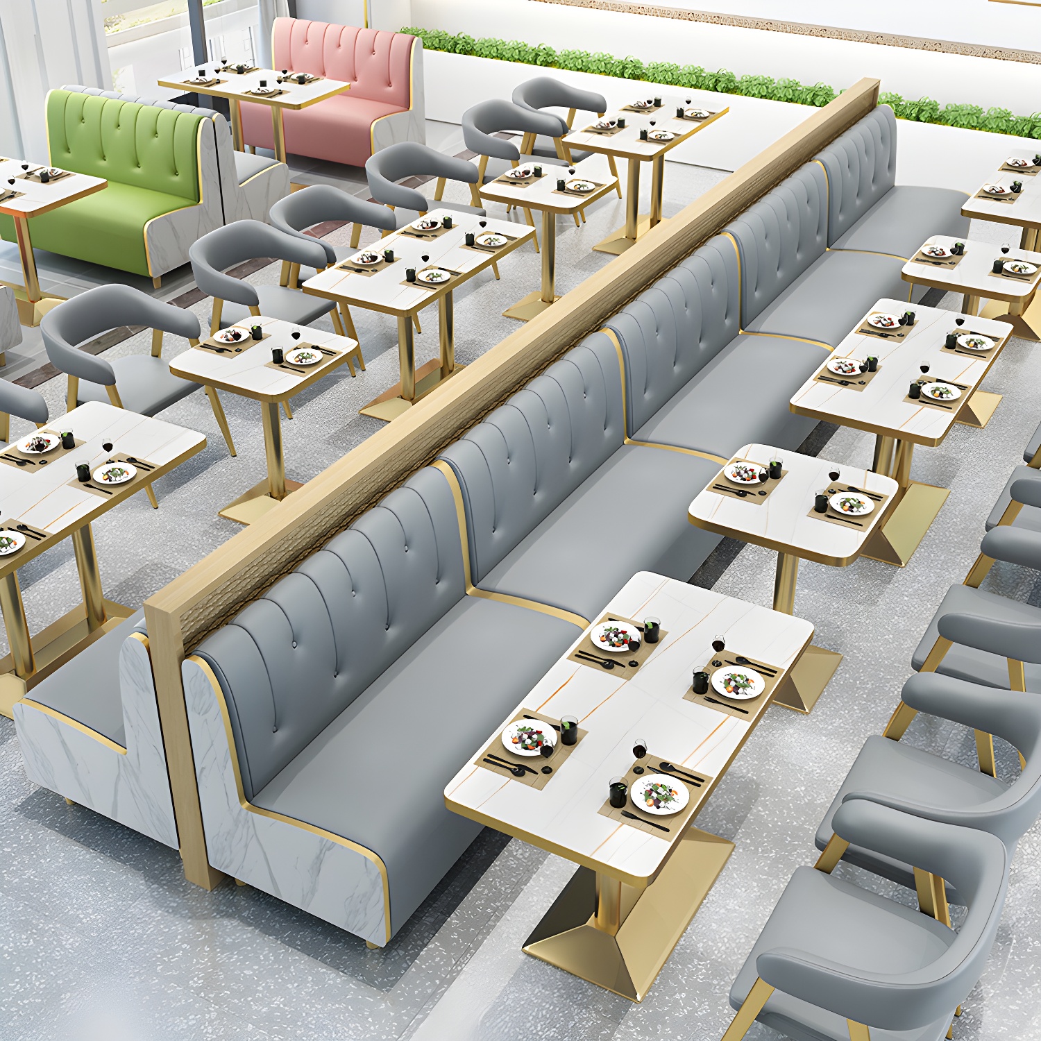 47.27"D x 25.59"W x 33.46"H Contemporary Glam 2-seat Sofa for Restaurant - image 10