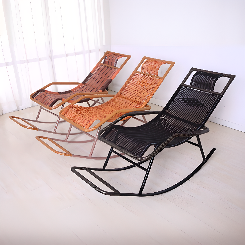 Ergonomic Wicker Front Porch Rocking Chairs with Rear Back, Stationary - image 23