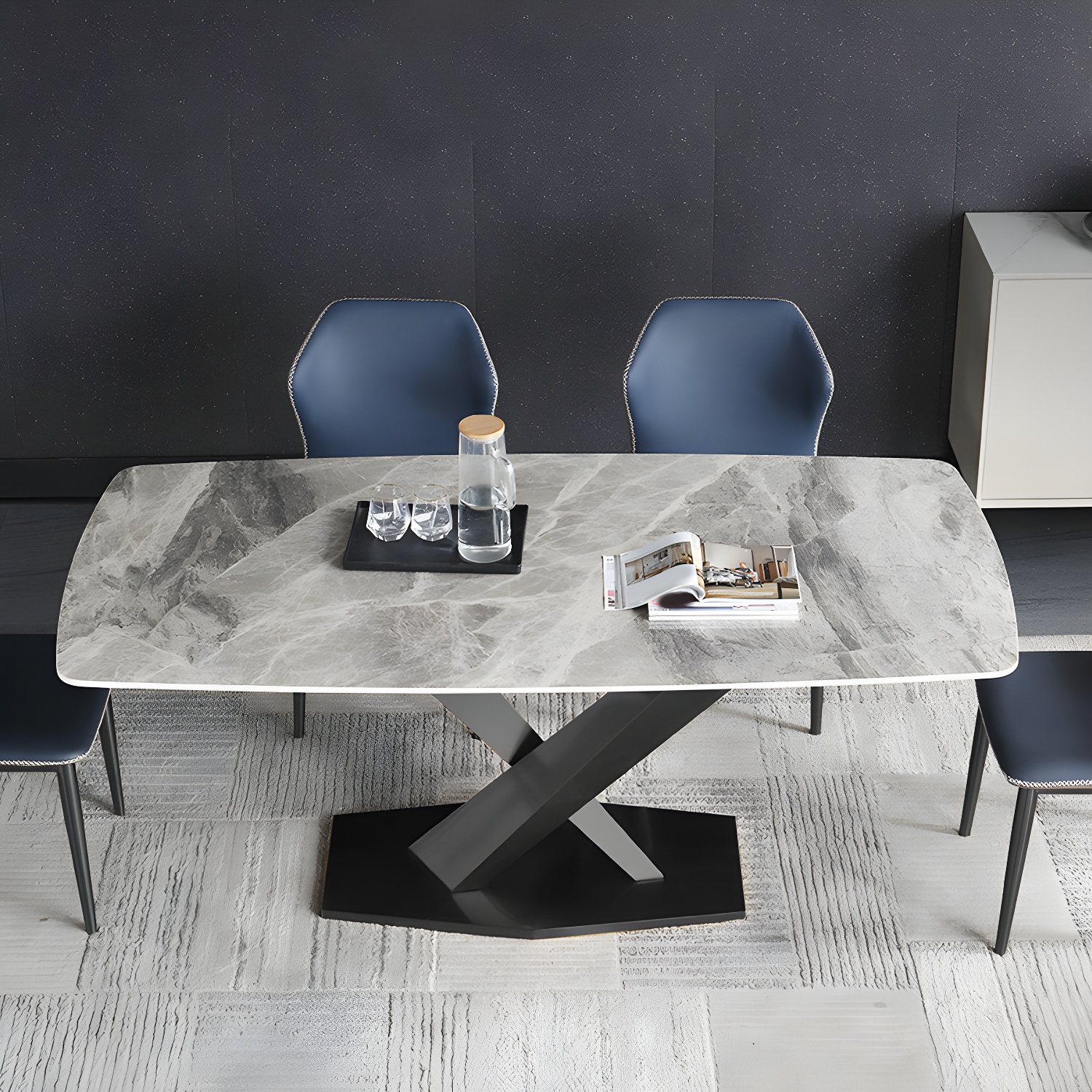 Modern Sintered Stone Top Dining Set Rectangular 1/4/5/7 Pieces Dining Area Table Set - image 10
