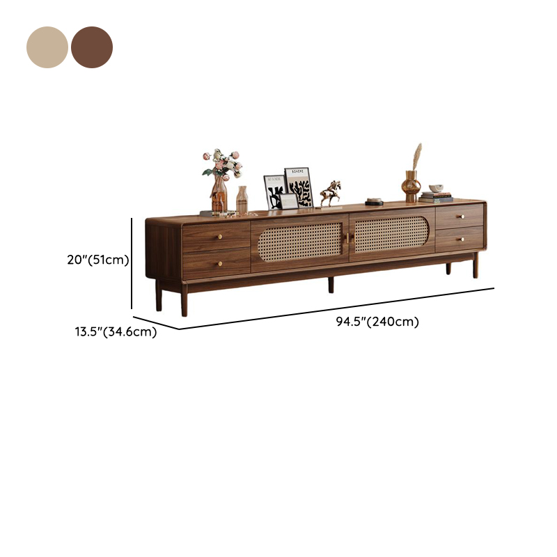 Solid+Engineered Wood TV Stand with 4 Drawers, 2 Cabinets, Cable Management, and Variable Shelf - image 13