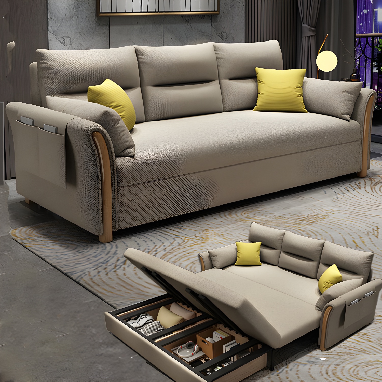 Fabric Sofa Bed Settee Furniture Flared Arm Latex Filled Sofa - image 9