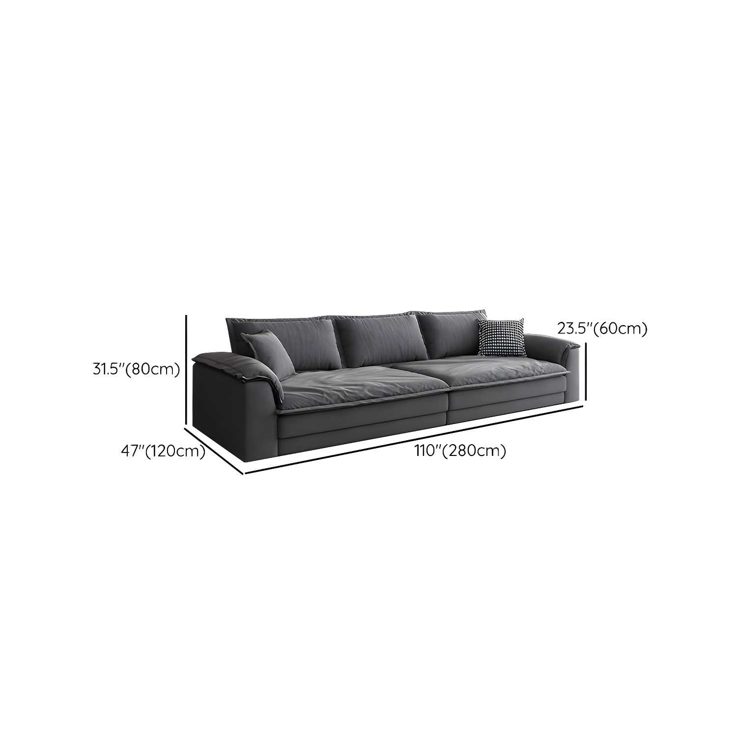 47" Deep Frosted Velvet Wood Gray Non-resistance Sectional Sofa - image 9