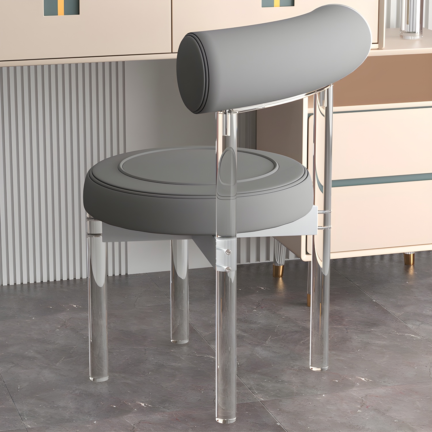 Clear Leg Modern Side Chair with Low Back and Upholstered Polyurethane Seat - image 6