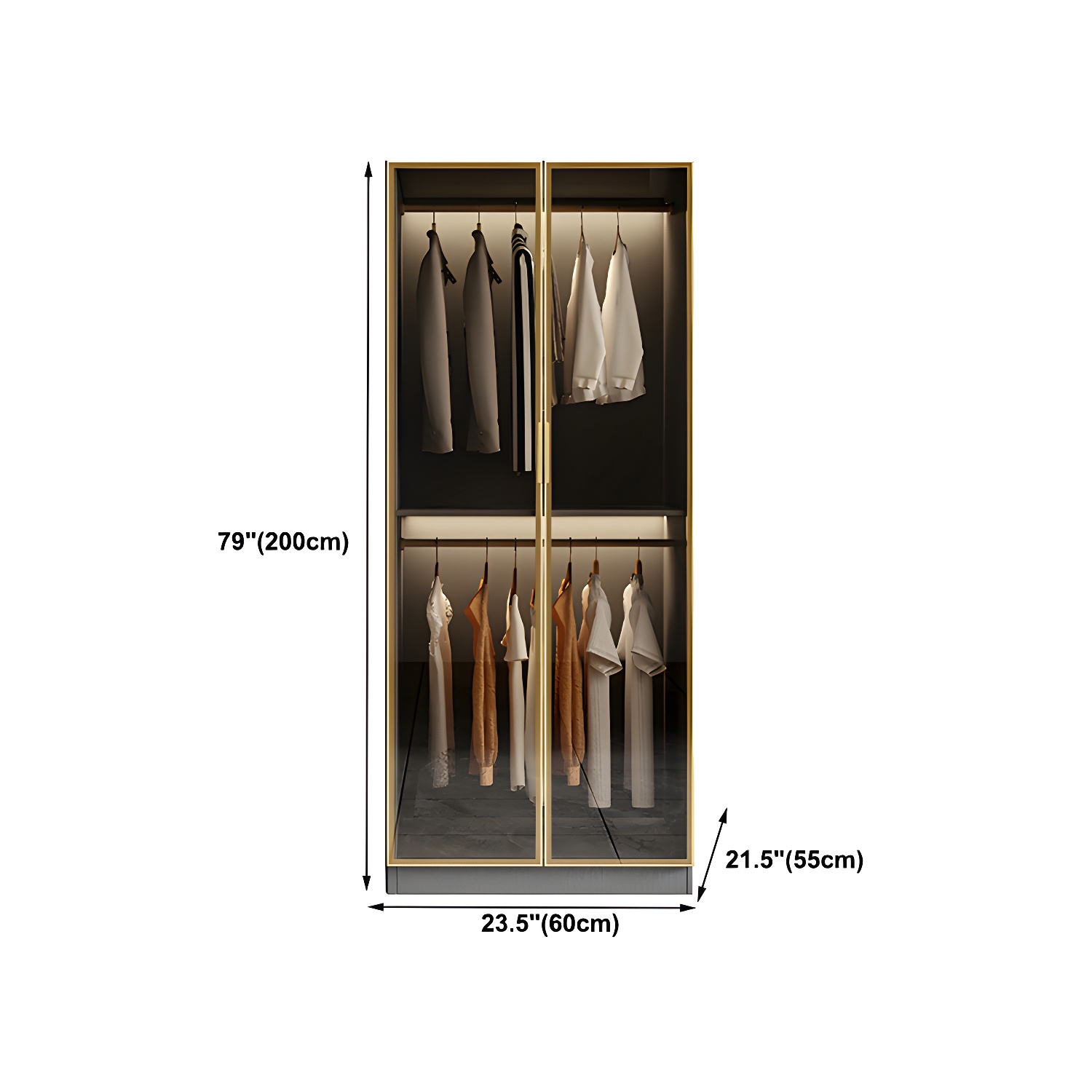Glass and Wood Wardrobe Armoire Contemporary Wardrobe Closet - image 15