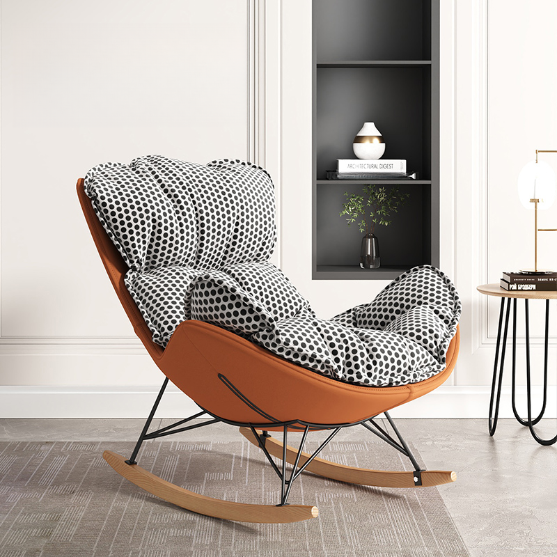 Stationary Rocking Chair with Flared Arm and Rear Support - image 5