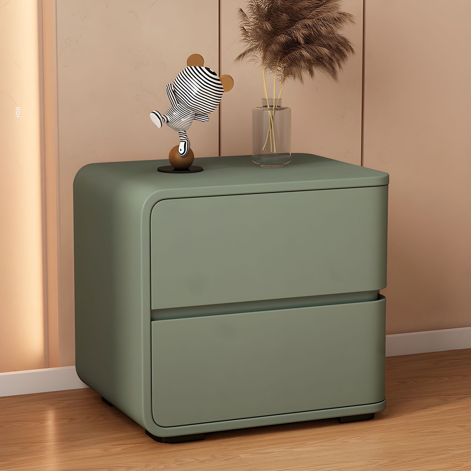 Contemporary Bed Nightstand Solid Wood Bedside Cabinet with 2 Drawers - image 3