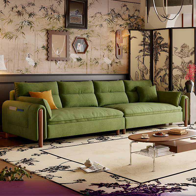 Straight/L-Shape Olive Green Sofa/Corner Sectional with Horizontal/Left Orientation