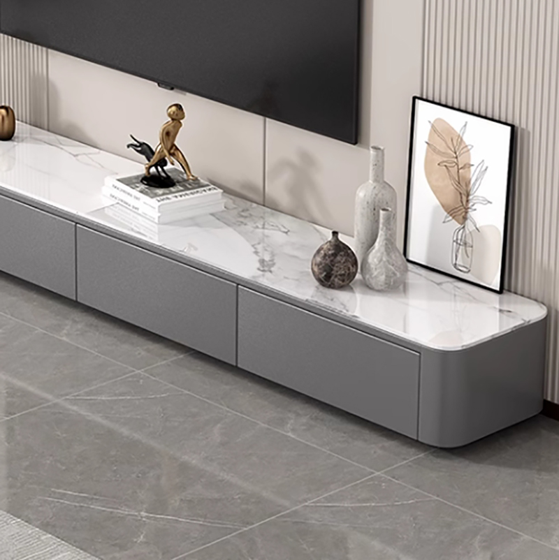 Stone Low TV Stand with Soft-close Drawers and Cable Management - image 9