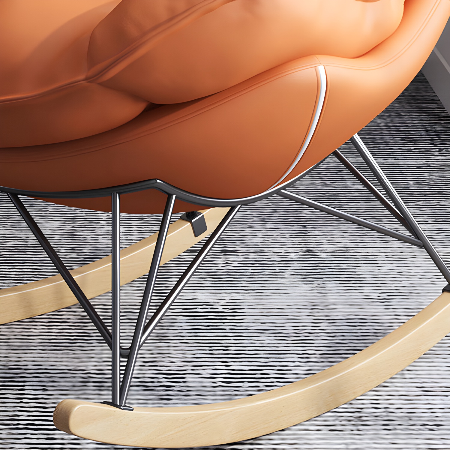 Modern Rocking Chair Metal Frame Doll Cotton Filling Cushion Wingback Rocker Chair - image 14