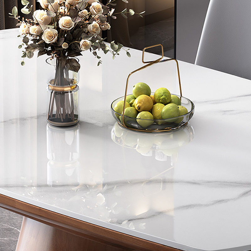 Dining Table Set with Extension Feature and Slate Stone Top, Seats 6/4 People, Variable-sized - image 3