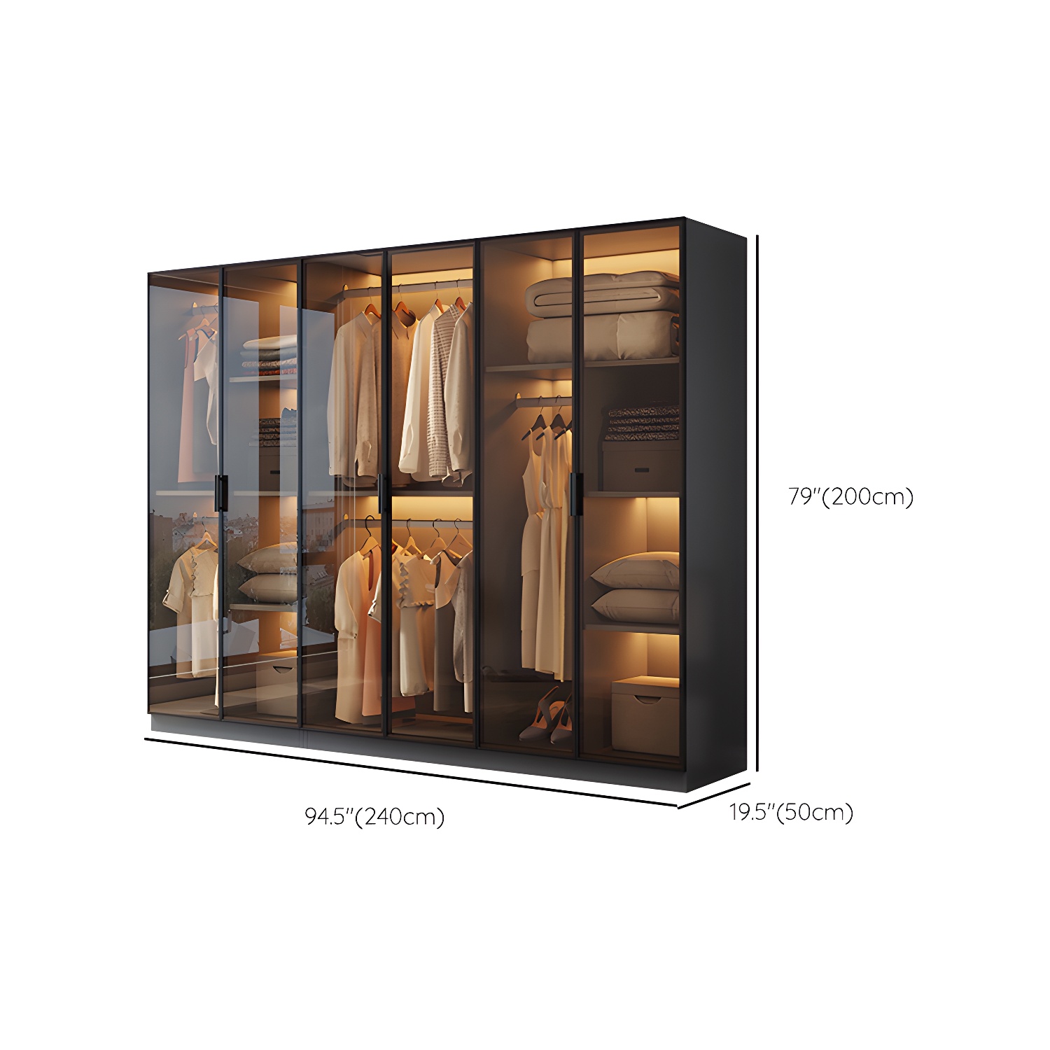 Freestanding Tempered Glass Wardrobe Modern Wardrobe with Garment Rod - image 14