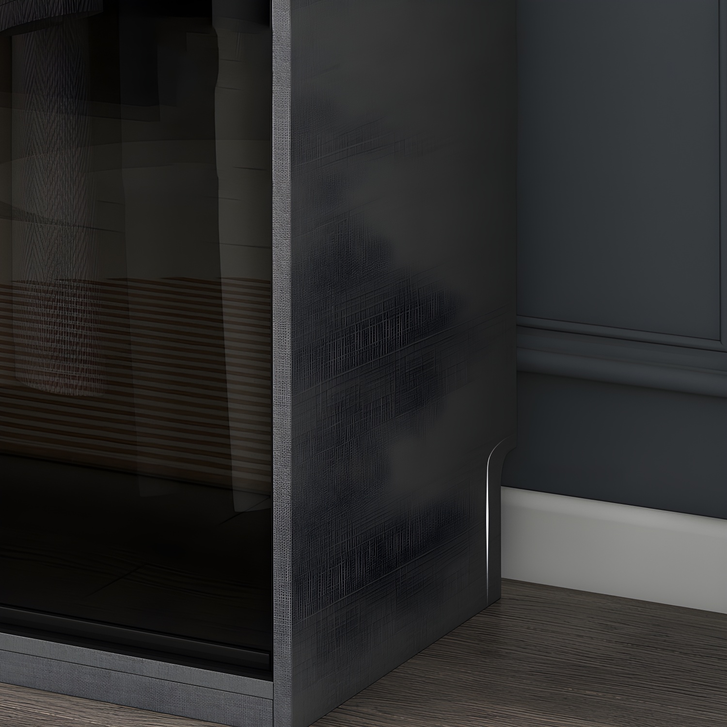 Modern Style Glass Wardrobe Black Colour Wardrobe Closet with Sliding Door - image 7