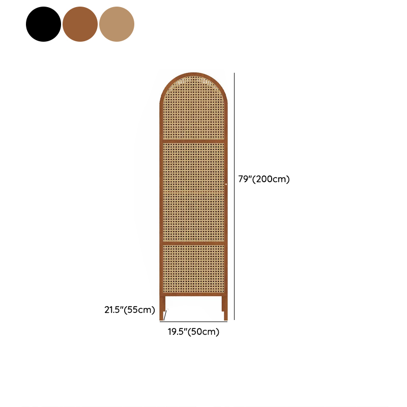 Scandinavian Rattan Wood Wardrobe with 4 Feet and Shelves for Bedroom - image 12