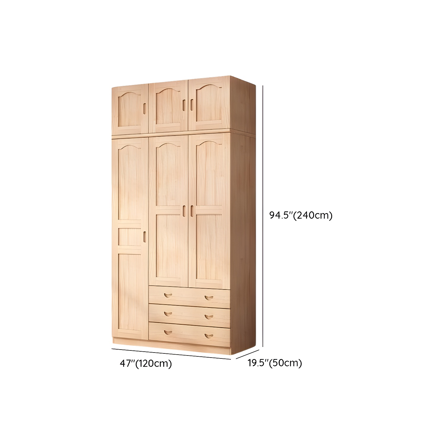 Scandinavian Natural Wood Wardrobe Armoire - 50cm Width - Drawers Included - image 18