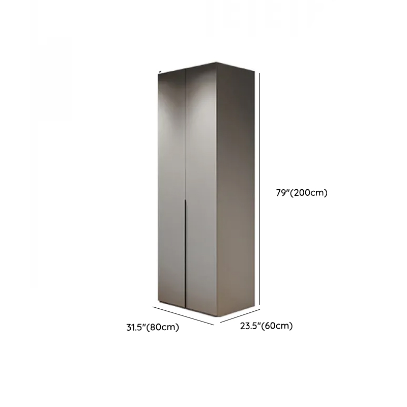 Dove Grey Minimalist Manufactured Wood Wardrobe Closet with Compartments, Soft Close Door, Interior Shelves, and Clothing Rod - image 17
