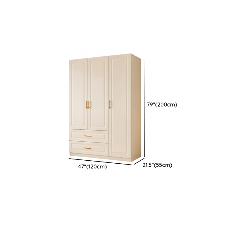 Chalk Modish Laminate Wardrobe Closet with Soft Close Drawer, Soft Close Door, Interior Shelves, and Clothing Rod - image 6