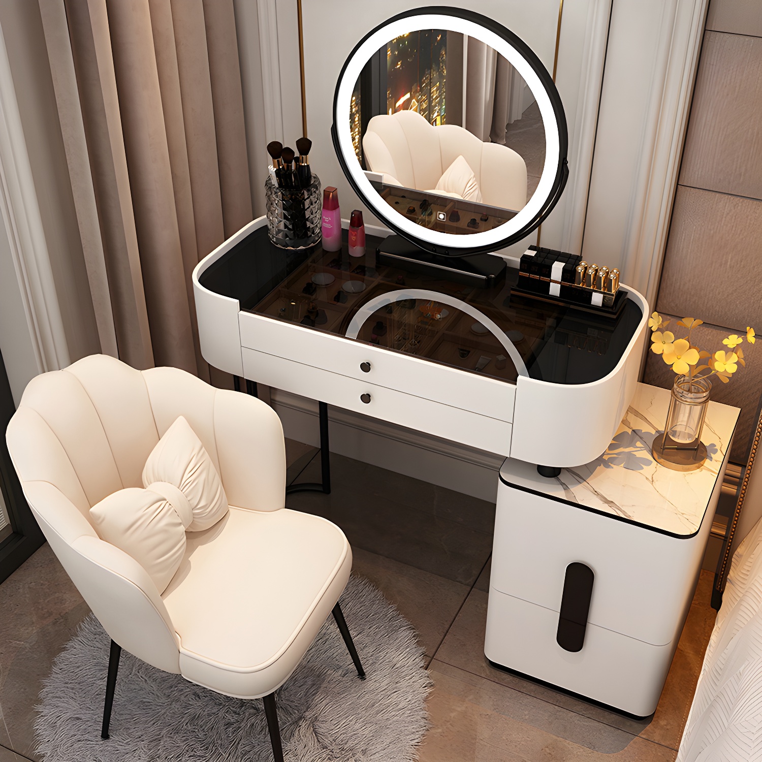 Contemporary Make-up Vanity with 4/5 Drawers,15.75 inch Wide