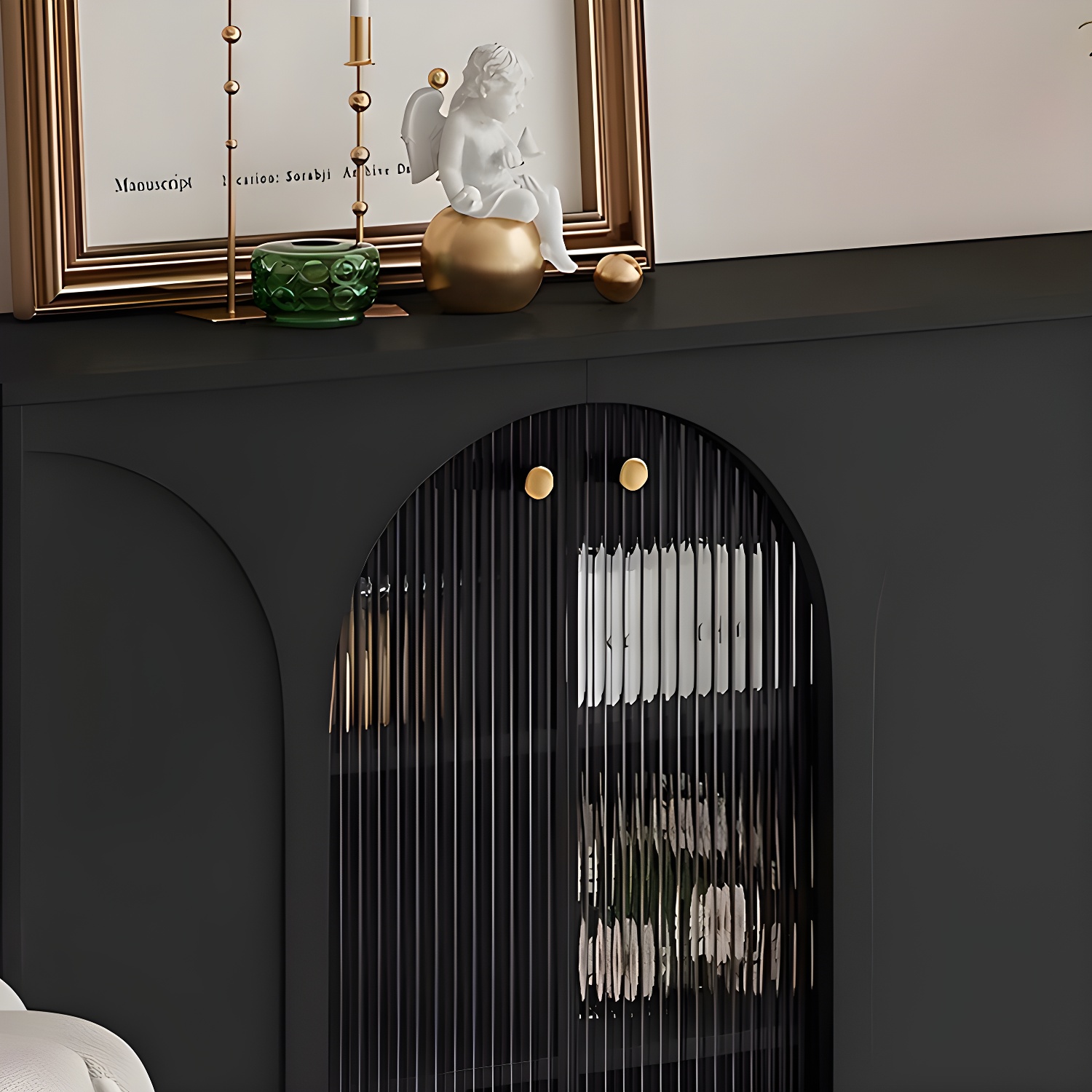 Modern Wooden Sideboard with Glass Doors and Adjustable Shelving - image 8