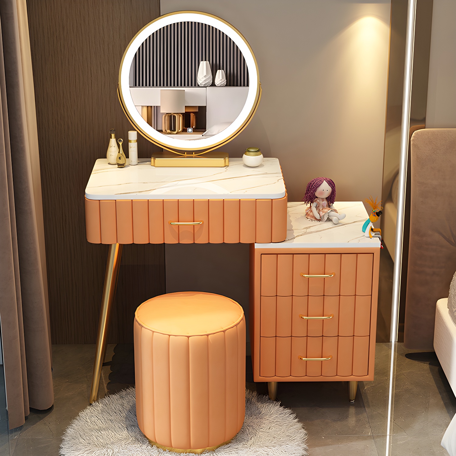 Wooden Makeup Vanity Storage Box Vanity Dressing Table for Bedroom - image 3