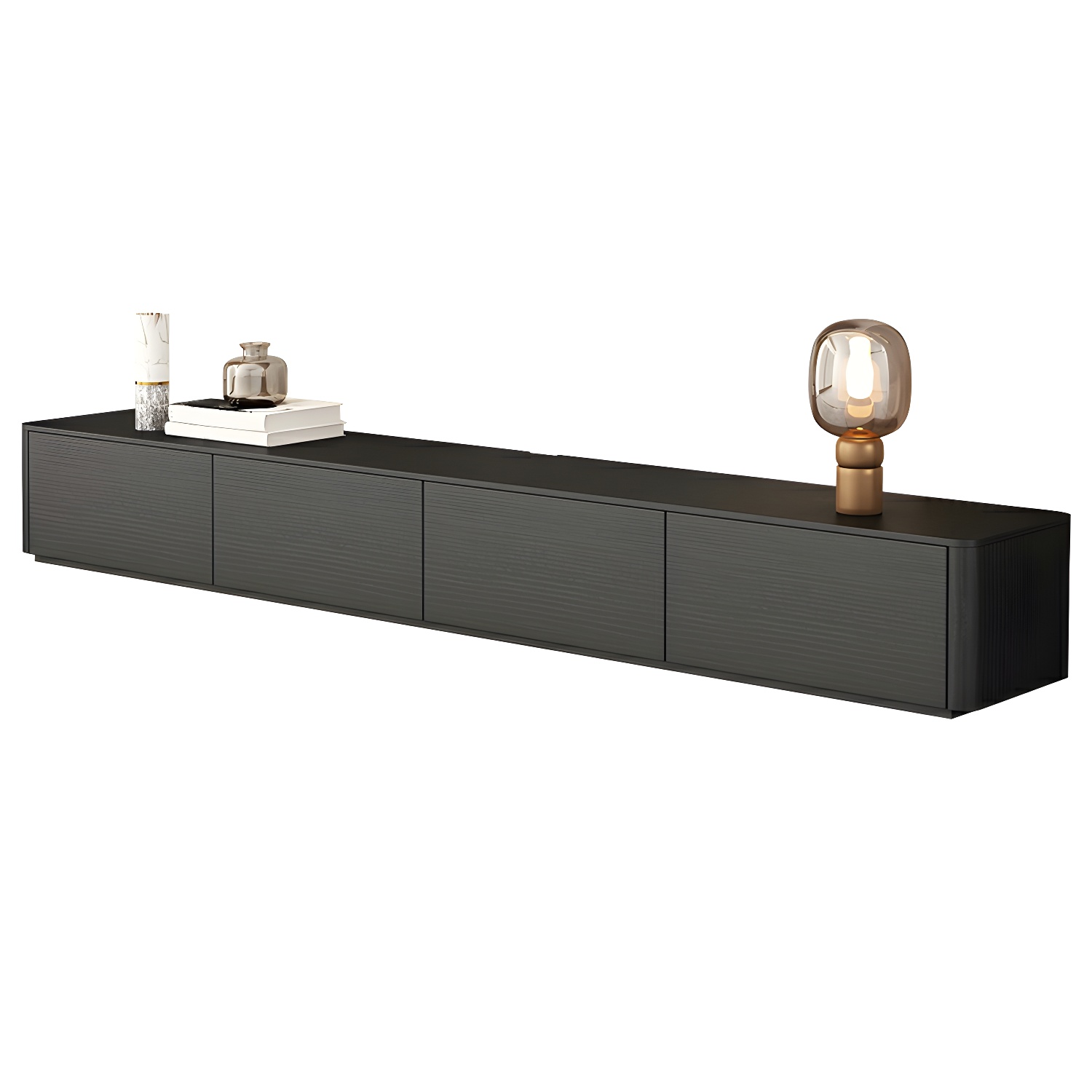 Black Wood TV Stand with Drawers and Cable Management – Modern Style and Low Height - image 5