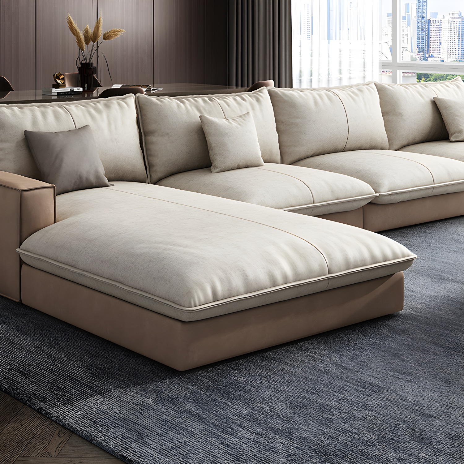 Scandinavian Pillow Back Sectional with Square Arm for Living Room - image 8