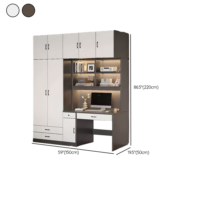 Art Deco Composite Wood Wardrobe Armoire with Flexible Shelf, Soft Close Drawer and Door, Clothing Rod Included - image 16