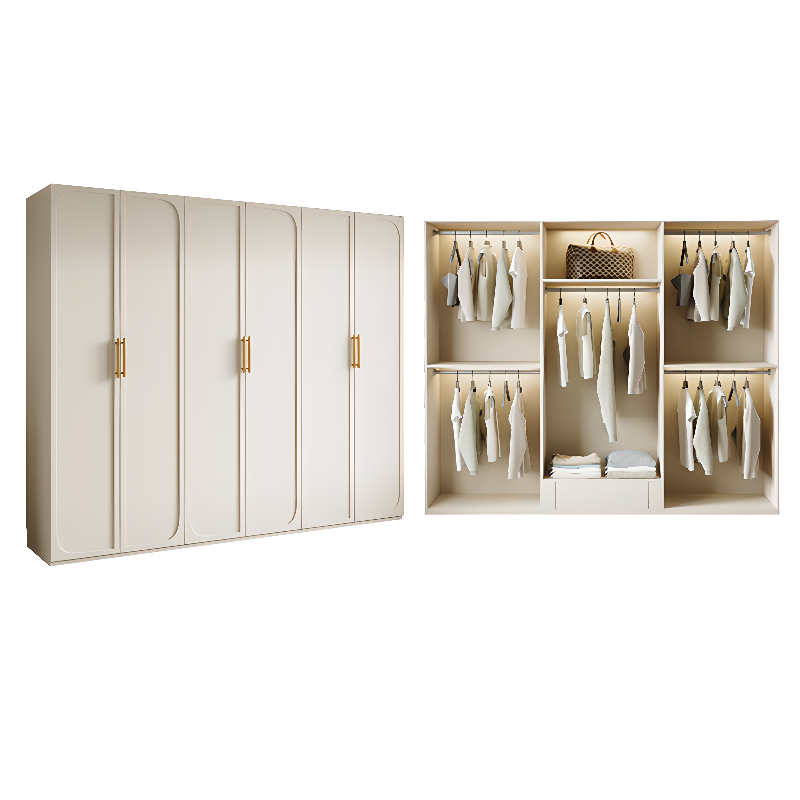White Minimalist Wooden Wardrobe Closet with Soft Close Drawer, Soft Close Door, Interior Shelves, and Clothing Rod - image 13
