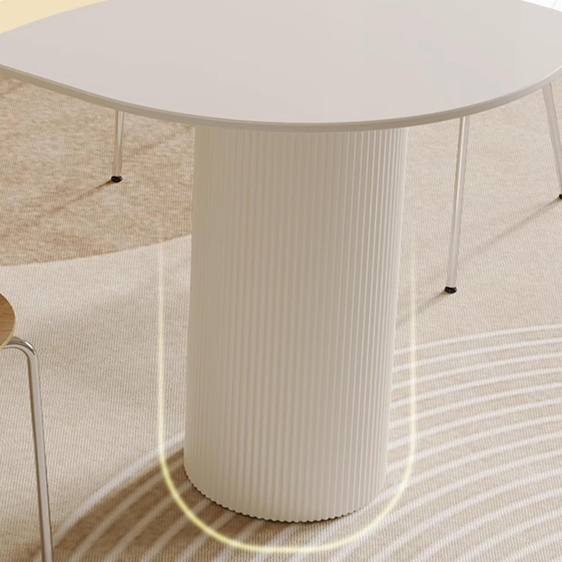White Stone Surface 75cm Modern Kitchen & Dining Table with Metal Legs - image 6