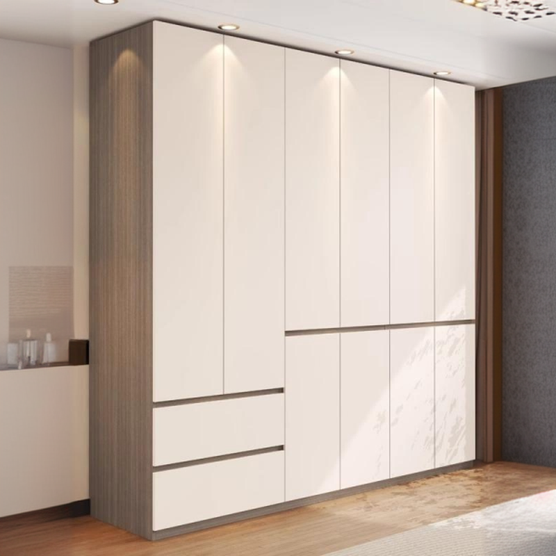 White Modish Manufactured Wood Independent Armoire Cabinet with Soft Close Drawer, Soft Close Door, and Interior Shelves