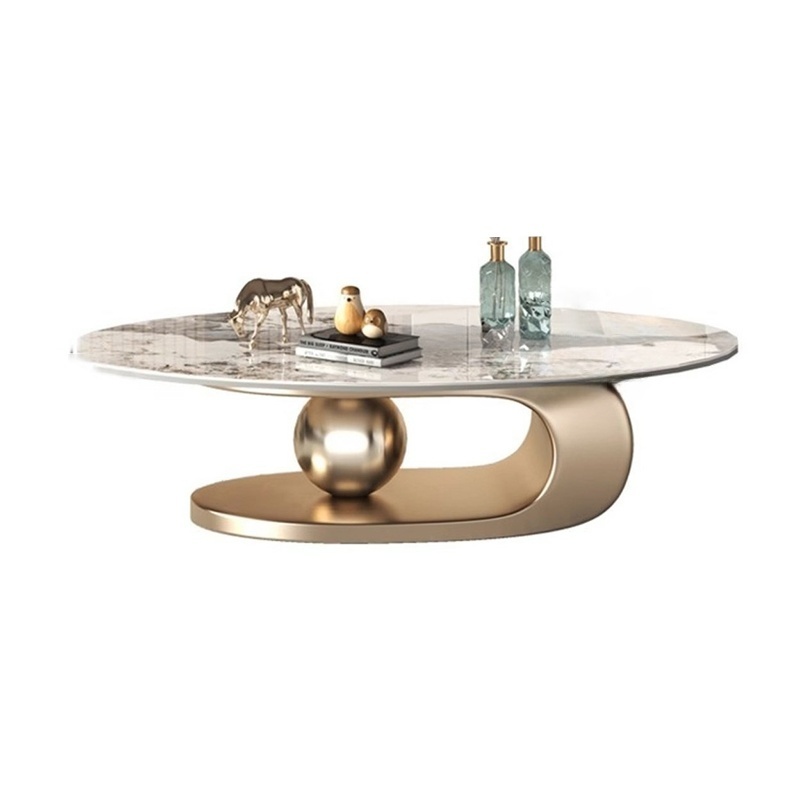 Luxurious Abstract Base Coffee Table with Elliptic Scratch-Resistant Stone Top - image 8