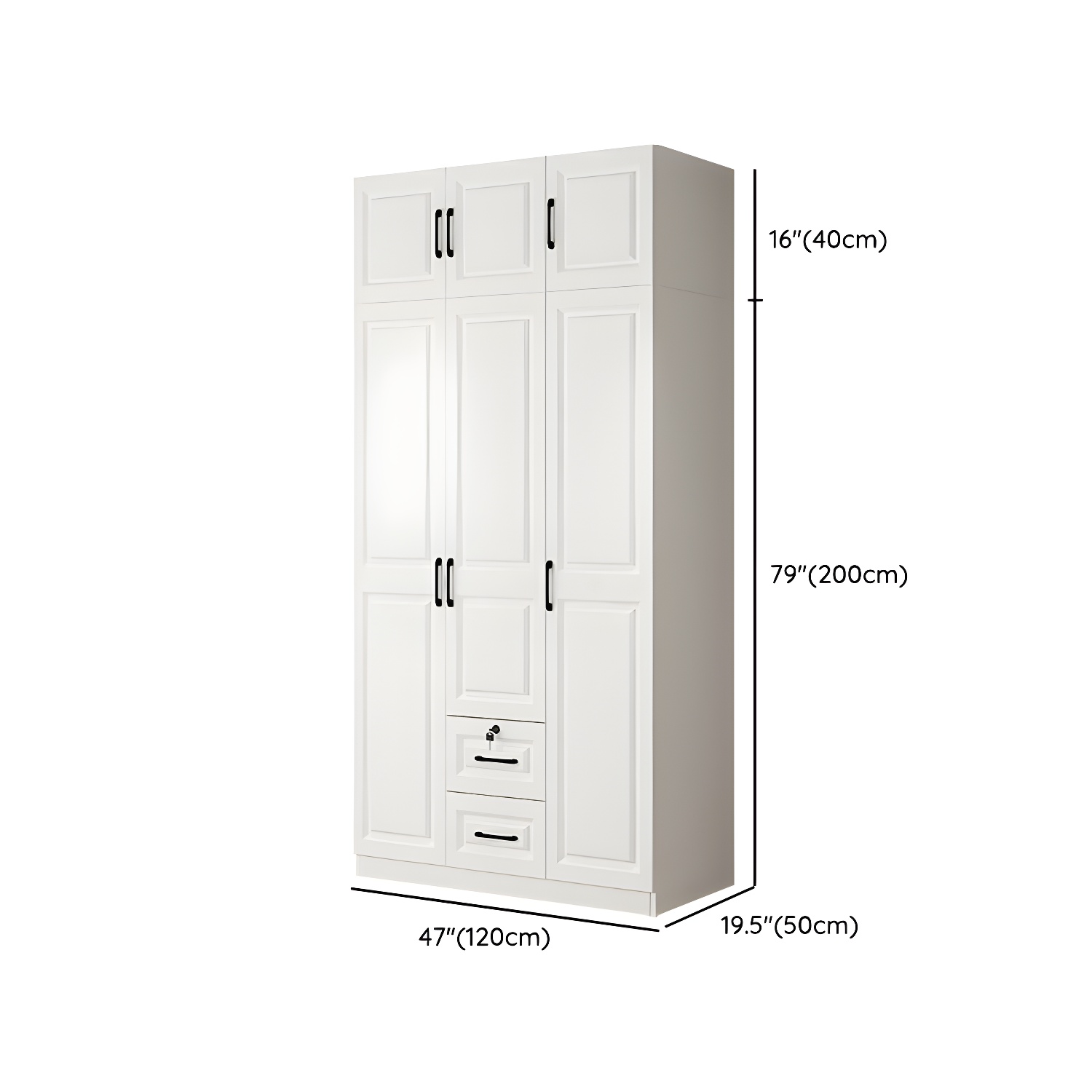 Wood White Modern Wardrobe Armoire with Drawers, Shelves, and Clothing Rod - image 20