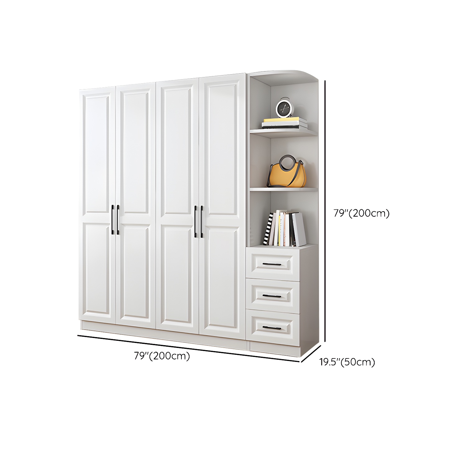 Modern White Wood Wardrobe Armoire with Shelves & Clothing Rod - Spacious and Stylish - image 28