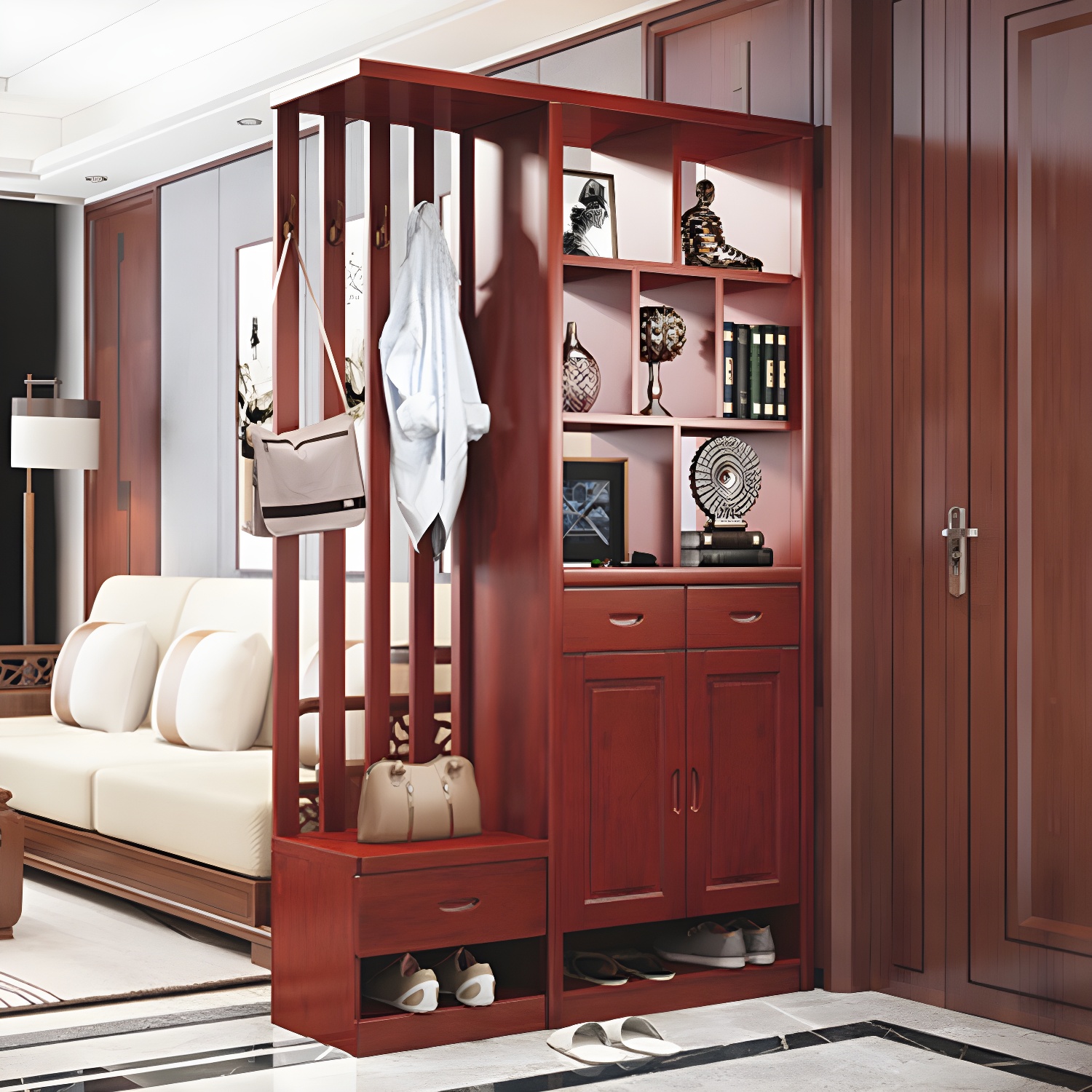 Solid Wood Modern Accent Cabinet with Doors and Drawers for Living Room - image 7