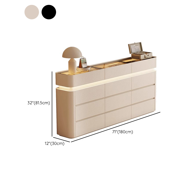 Simplistic Hardwood Double Dresser with 8 Horizontal Drawers and LED Lights - image 17