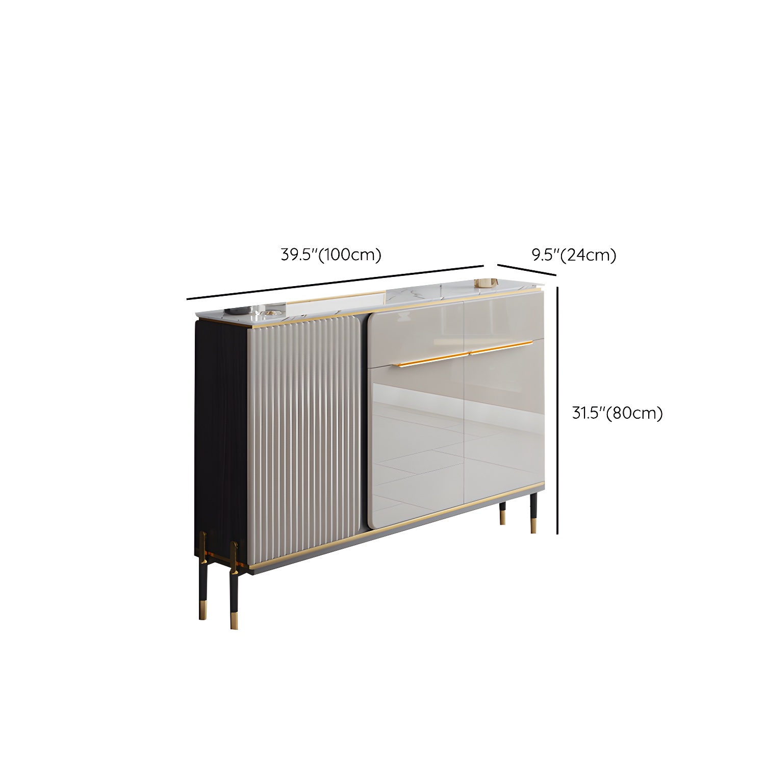 Stone Buffet Sideboard Glam Adjustable Shelves Buffet Credenza with Drawers and Cabinets - image 20