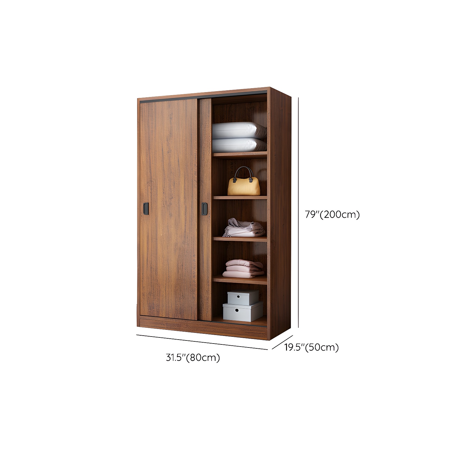 Modern Wooden Wardrobe Armoire with 3 Clothing Rods and Interior Shelves - image 21