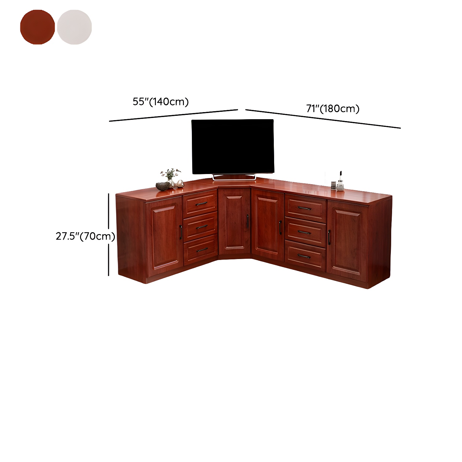 Modern Solid Wood Corner TV Stand Console with 6 - Drawer - 27.56" - image 17