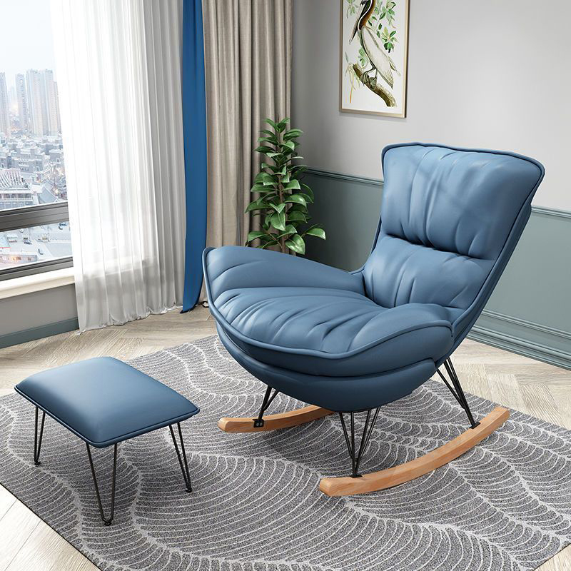 Indulgent Modern Upholstered Rocking Chair with Ottoman Perfect for Relaxation in Natural Wood Tone - image 4