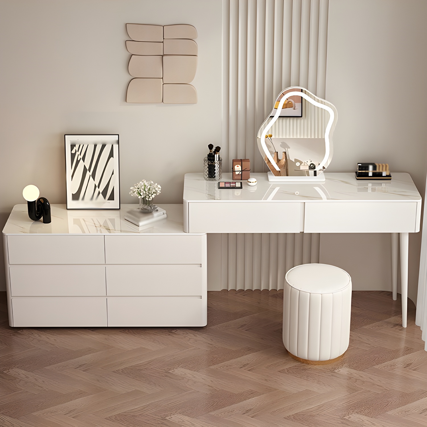 Modern Wood Makeup Vanity with Soft Close Drawer Glides & 2 Drawers - image 6