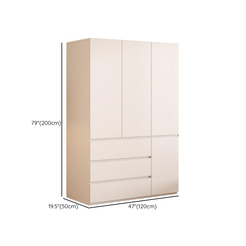White Minimalist Manufactured Wood Wardrobe Closet with Soft Close Drawer, Soft Close Door, Interior Shelves, and Clothing Rod - image 7