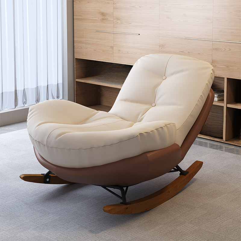 Stationary Upholstered Rocking Chair with Cushioned Rear in a Scandinavian Style, Footstool Included/Not Included - image 5