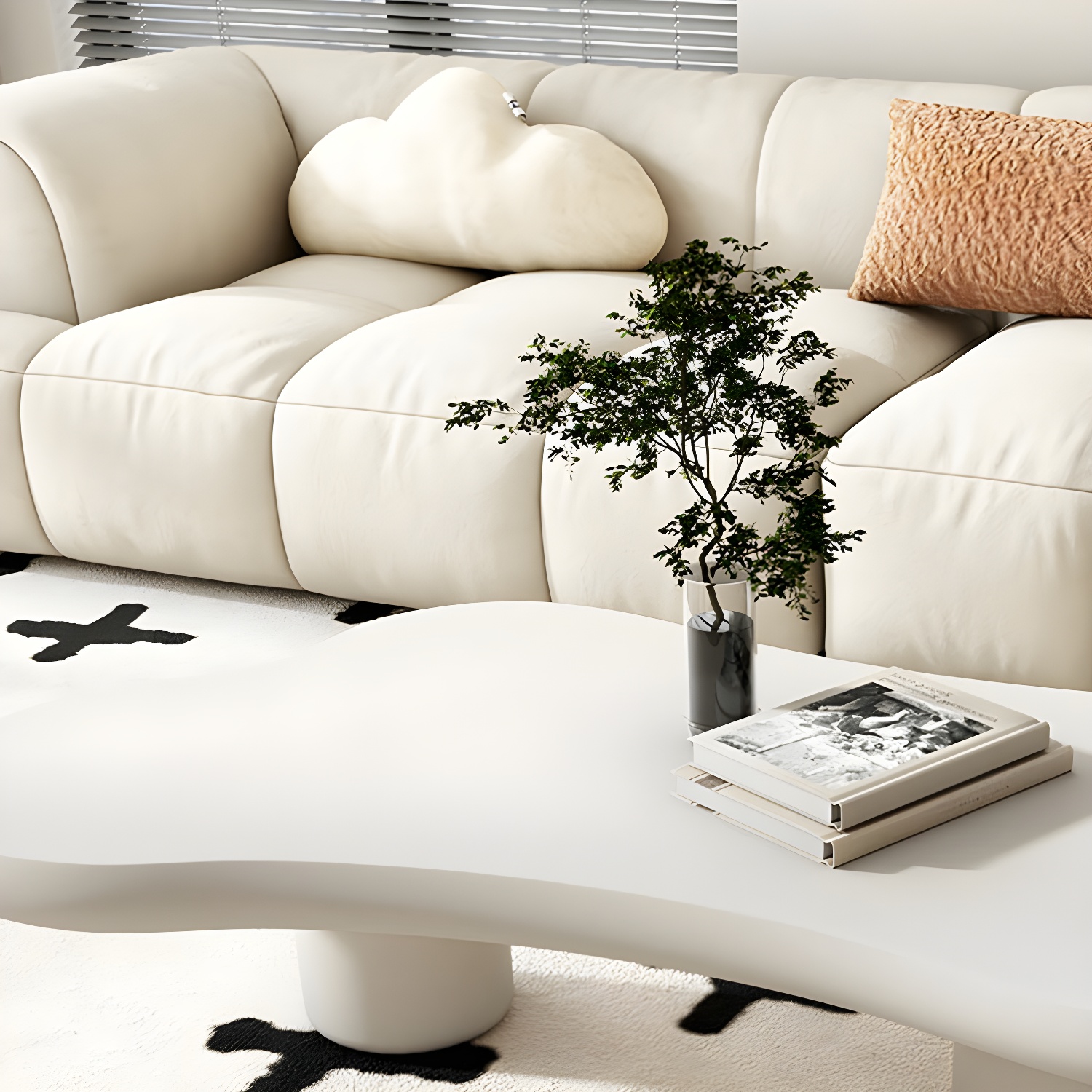 Cloud Shape Coffee Cocktail Table in Solid Wood Modern Style - image 12